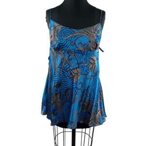 Victoria's Secret Blue Sleep Dress / Pantie Set Floral Spaghetti Size Large NEW